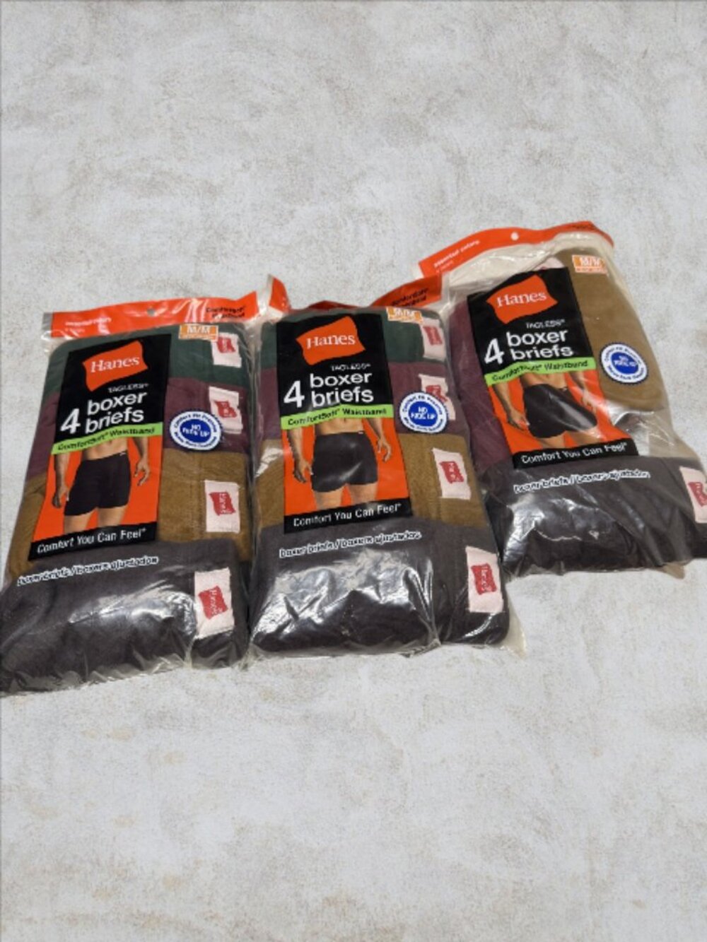 HANES -- Boxer Briefs, Tagless, ComfortSoft Waistband, Misc Colors, 3 pkg, NWT